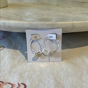 NEVER WORN Silver Thin Heart Hoops